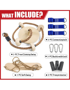 Columpio de árbol Perantlb con cuerda de escalar Caqui 2.01m 2