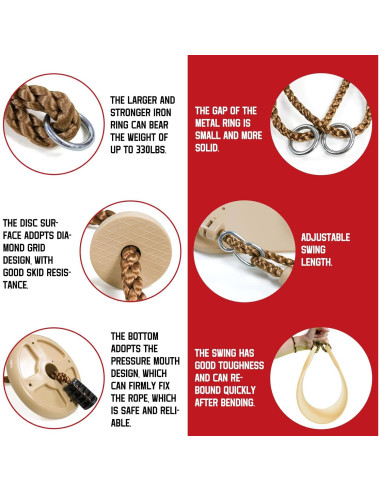 Columpio de árbol Perantlb con cuerda de escalar Caqui 2.01m