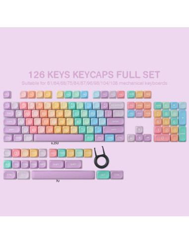 Conjunto de Teclas PBT Tsung MOA 126 Teclas Caramelo Arcoíris
