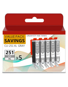 Cartucho de Tinta Gris CLI-251XL Oranysty para Canon PIXMA
