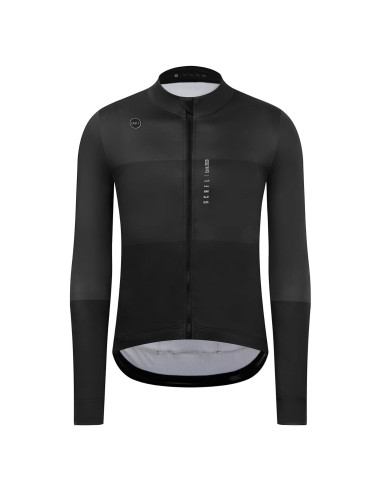 Jersey de Ciclismo Térmico GCRFL Hombre Forro Polar Negro