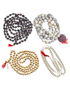 Mala de Oración Naisha - Paquete de 4 Tulsi, Loto, Vaijanti y Cristal