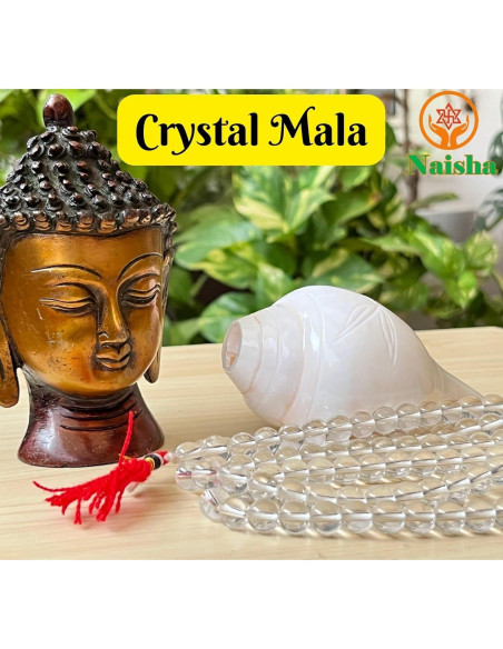 Mala de Oración Naisha - Paquete de 4 Tulsi, Loto, Vaijanti y Cristal