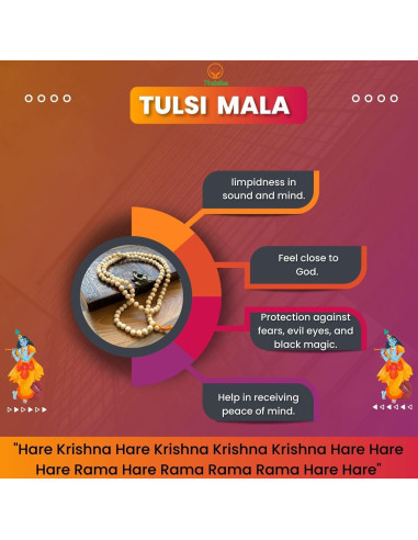 Mala de Oración Naisha - Paquete de 4 Tulsi, Loto, Vaijanti y Cristal