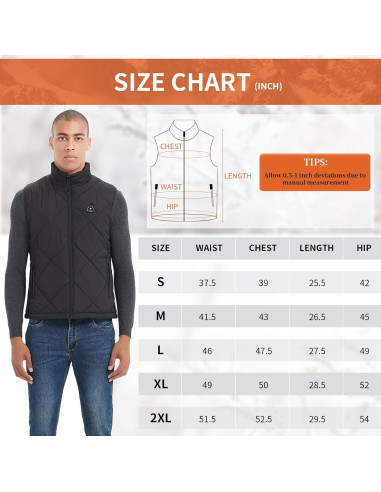 Chaleco Calentado Unisex 16000mAh DC 7.4V Ligero Negro