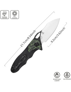 Cuchillo Plegable Sitivien ST154 Acero Sandvik 14C28N Verde 2