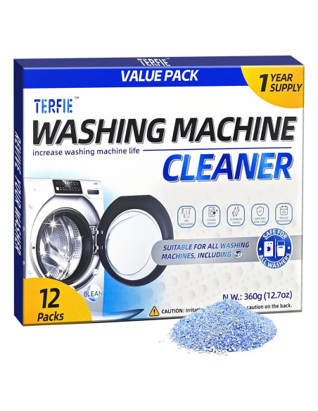 Limpiador de Lavadora en Polvo TERFIE - 12 Paquetes Ecológicos Limpiador de Lavadora en Polvo TERFIE - 12 Paquetes Ecológicos