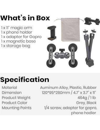 Montaje Magnético Flexible ROZOER 28 cm para GoPro y Teléfonos