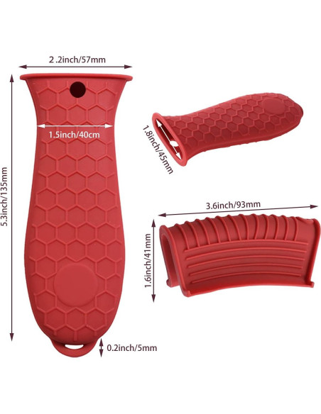 Funda de Mango de Silicona HZMM 3 Pack Antideslizante Rojo