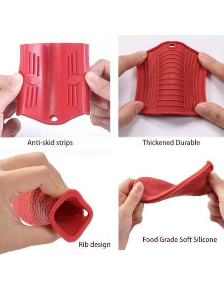 Funda de Mango de Silicona HZMM 3 Pack Antideslizante Rojo