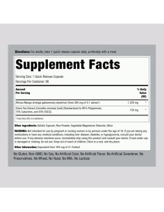 Extracto de Mango Africano Piping Rock 1220 mg + Té Verde 90 Cápsulas 2