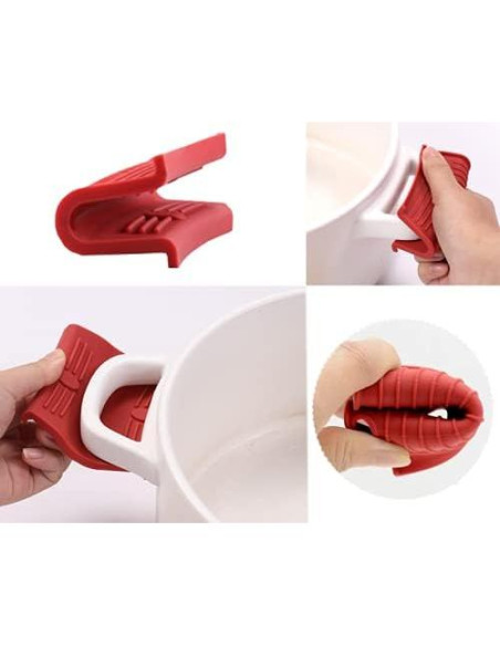 Funda de Mango de Silicona HZMM 3 Pack Antideslizante Rojo