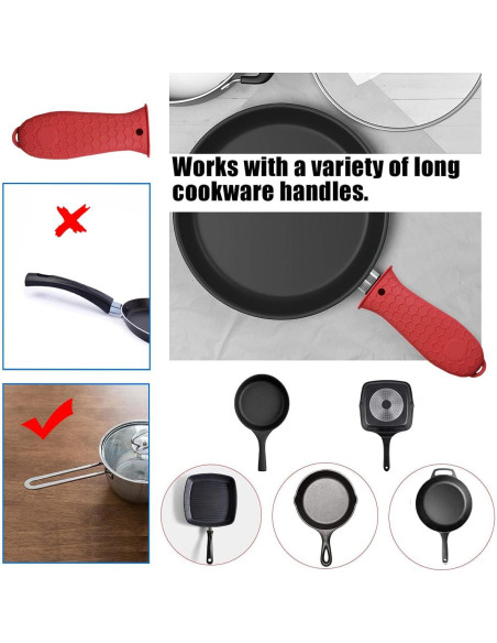 Funda de Mango de Silicona HZMM 3 Pack Antideslizante Rojo