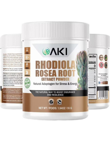 Polvo de Raíz de Rhodiola Rosea AKI 55g - Sin Aditivos