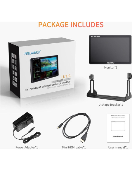 Monitor de Campo FEELWORLD LUT11H 10.1" 2000nit Táctil HDMI