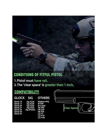 Combo Luz Láser Verde KIARSWE 500 Lúmenes Recargable USB