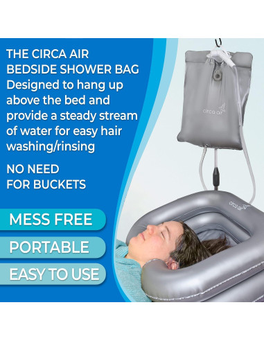 Ducha de Cama Portátil Circa Air 9.5L Plateada para Lavado de Cabello