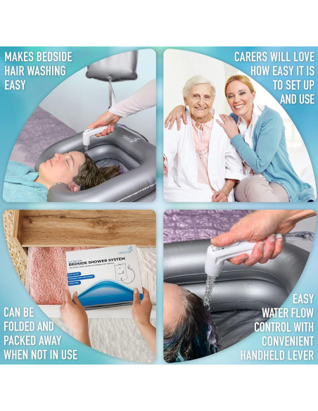 Ducha de Cama Portátil Circa Air 9.5L Plateada para Lavado de Cabello