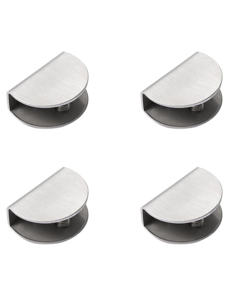 4 Soportes de Estante de Vidrio Acero Inoxidable Ajustables 10mm