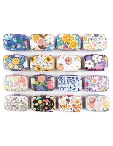Framendino 5 Pack Mini Cajas de Hojalata con Tapa Floral
