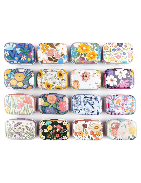 Framendino 5 Pack Mini Cajas de Hojalata con Tapa Floral