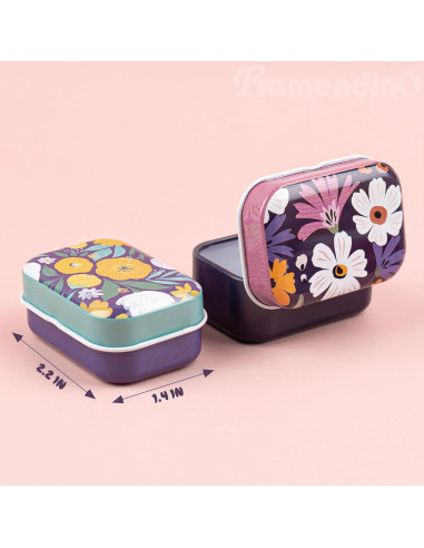 Framendino 5 Pack Mini Cajas de Hojalata con Tapa Floral