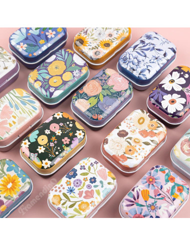Framendino 5 Pack Mini Cajas de Hojalata con Tapa Floral