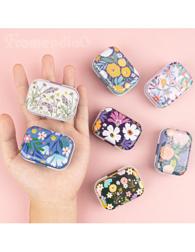 Framendino 5 Pack Mini Cajas de Hojalata con Tapa Floral