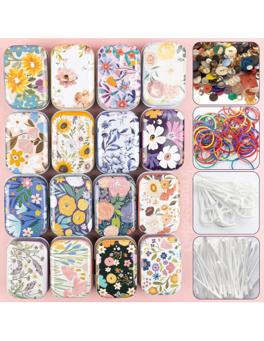 Framendino 5 Pack Mini Cajas de Hojalata con Tapa Floral