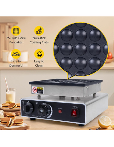 Fabricante de Pancakes Mini Dyna-Living 950W 25PCS Antiadherente