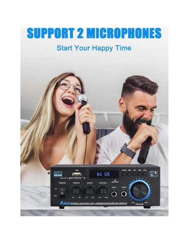 Amplificador de Audio Estéreo AK45 Bluetooth 5.0 40W 2 Canales