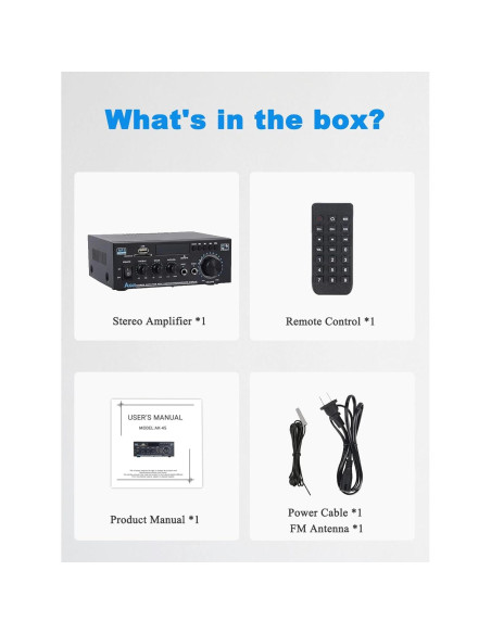 Amplificador de Audio Estéreo AK45 Bluetooth 5.0 40W 2 Canales