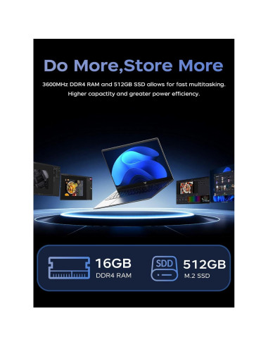 Laptop KAIGERR TX15 15.6" Intel N150 16GB RAM 512GB SSD