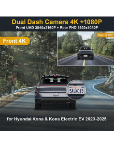 Cámara de Salpicadero Fitcamx 4K Frontal + 1080P Trasera para Hyundai Kona 2023-2025 2