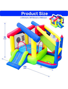 Castillo Inflable WELLFUNTIME con Tobogán y Juegos 340x295x241cm 2