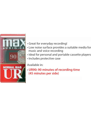Cinta de Casete Maxell UR-90 - 90 Minutos de Grabación