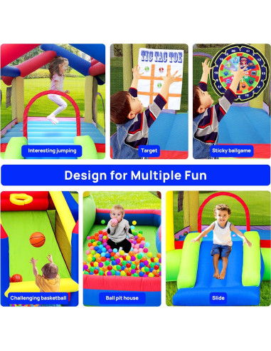 Castillo Inflable WELLFUNTIME con Tobogán y Juegos 340x295x241cm