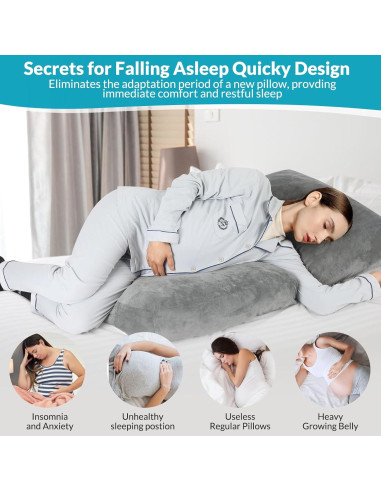 Almohada de Embarazo WOODWORD 115 cm Ajustable y Desmontable