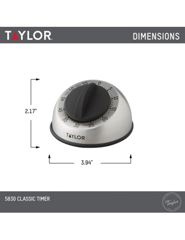 Temporizador Mecánico Taylor de Acero Inoxidable 60 Minutos
