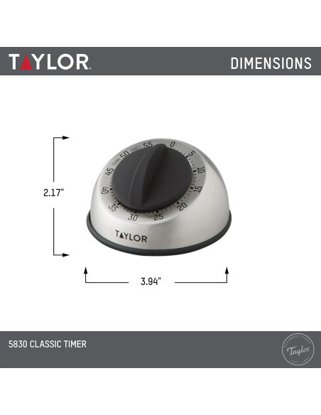 Temporizador Mecánico Taylor de Acero Inoxidable 60 Minutos