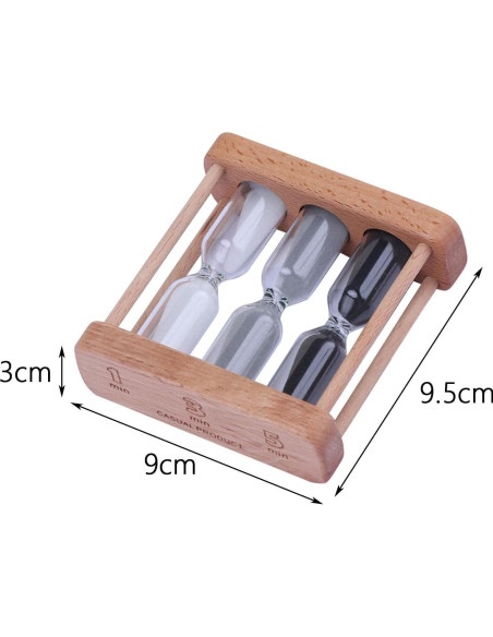 Reloj de Arena de Vidrio y Madera Galepromot 1-3-5 Minutos Reloj de Arena de Vidrio y Madera Galepromot 1-3-5 Minutos