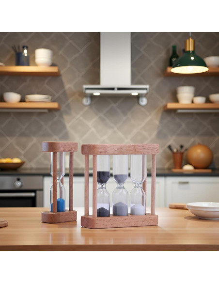 Reloj de Arena de Vidrio y Madera Galepromot 1-3-5 Minutos Reloj de Arena de Vidrio y Madera Galepromot 1-3-5 Minutos