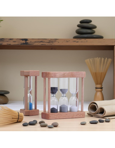 Reloj de Arena de Vidrio y Madera Galepromot 1-3-5 Minutos