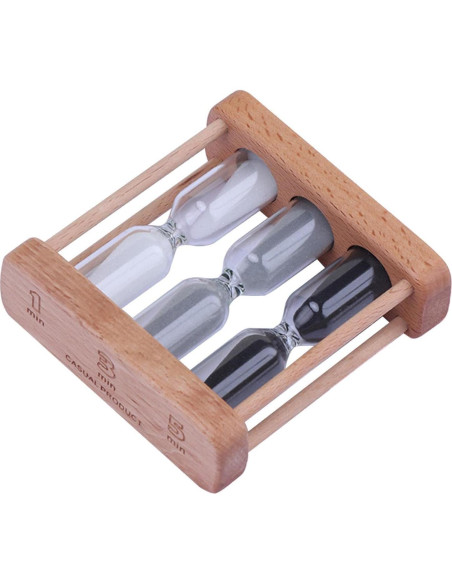 Reloj de Arena de Vidrio y Madera Galepromot 1-3-5 Minutos Reloj de Arena de Vidrio y Madera Galepromot 1-3-5 Minutos