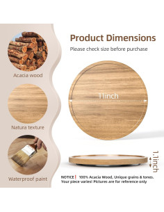 Organizador Lazy Susan LAMU 28 cm Madera de Acacia Natural 2