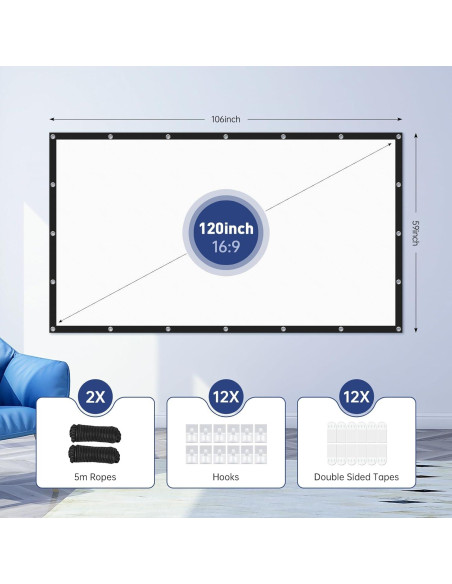 Pantalla de proyector portátil 120" antmap, material 3 capas