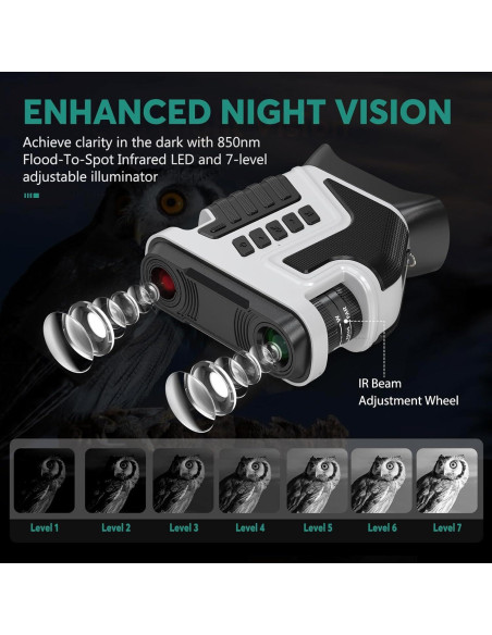 Gafas de Visión Nocturna 4K LEEDEER con Rango 396m y Batería 5000mAh