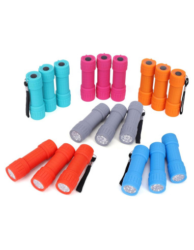 Set de 18 Linternas LED FASTPRO 9 LED con Baterías AAA