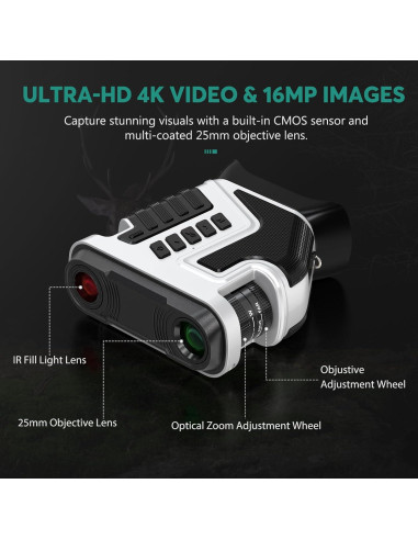 Gafas de Visión Nocturna 4K LEEDEER con Rango 396m y Batería 5000mAh