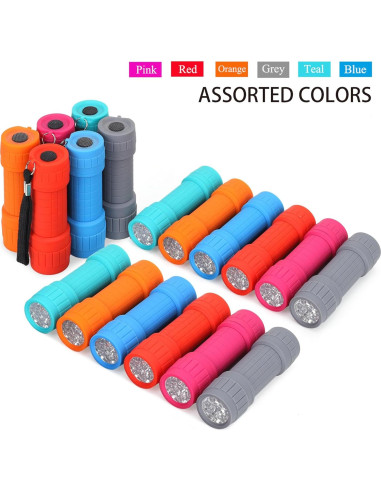 Set de 18 Linternas LED FASTPRO 9 LED con Baterías AAA